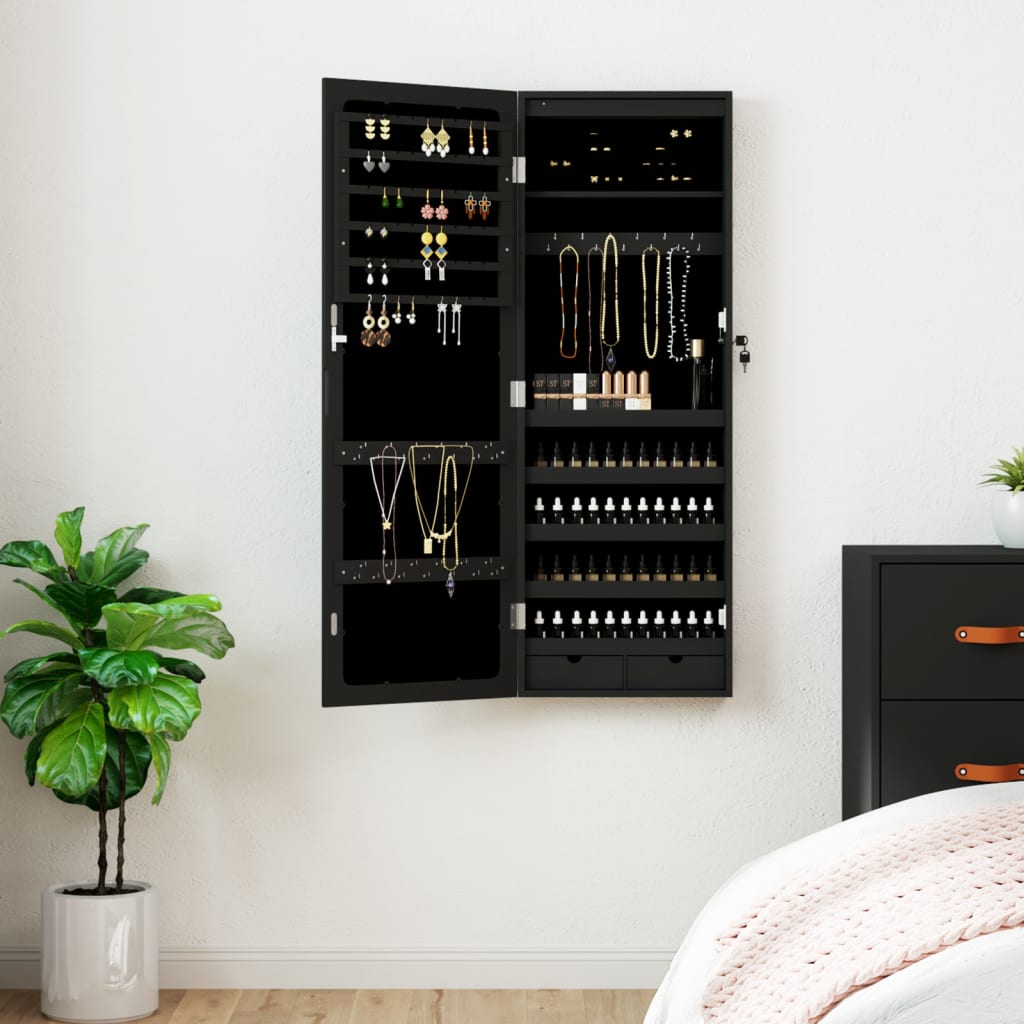 Mirror Jewellery Cabinet With Led Lights Wall Mounted